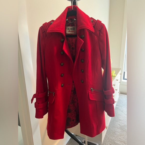 Original 1981 GUESS red trench coat - Picture 1 of 5